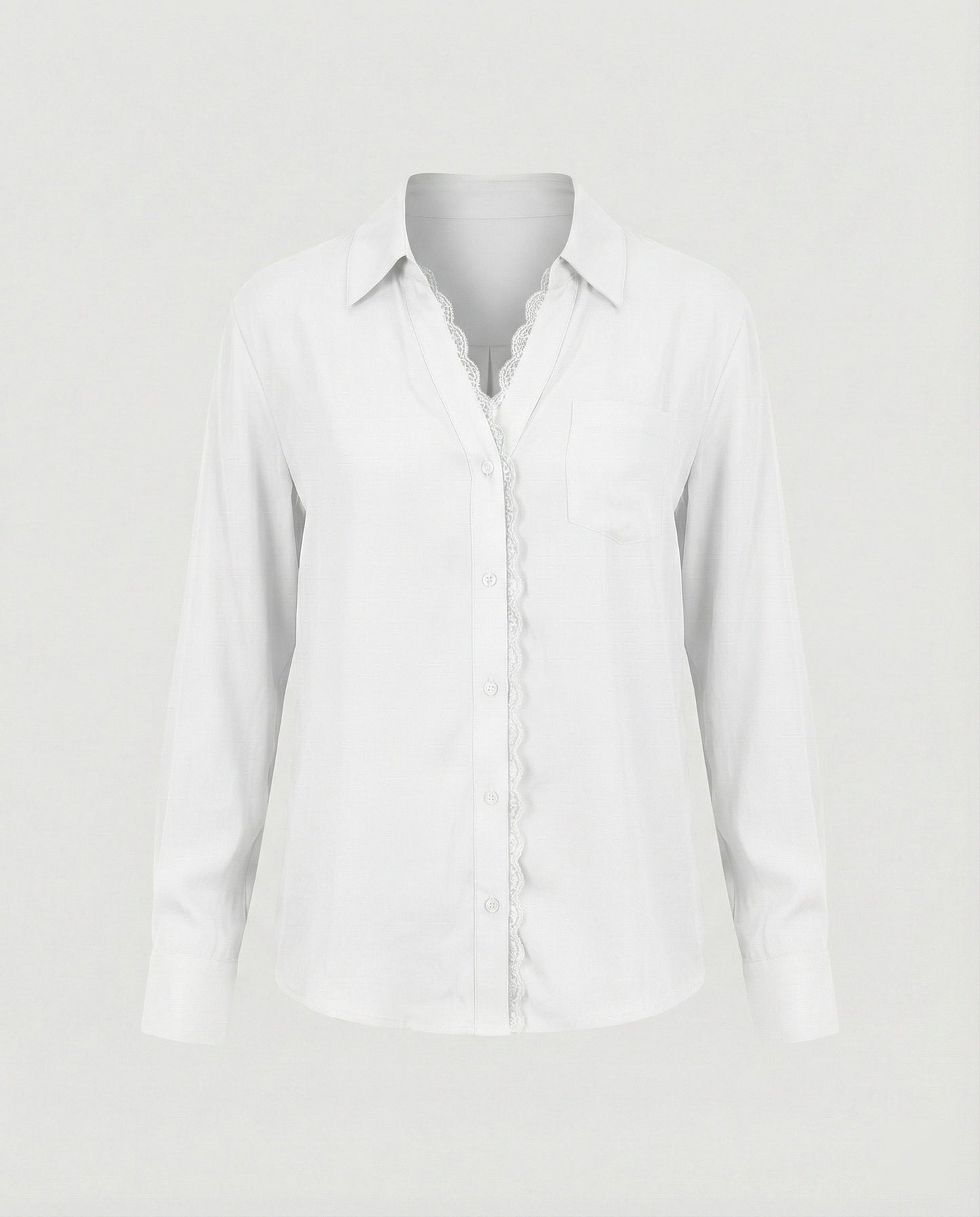 Damen Bluse Spitze Akzent Weiss