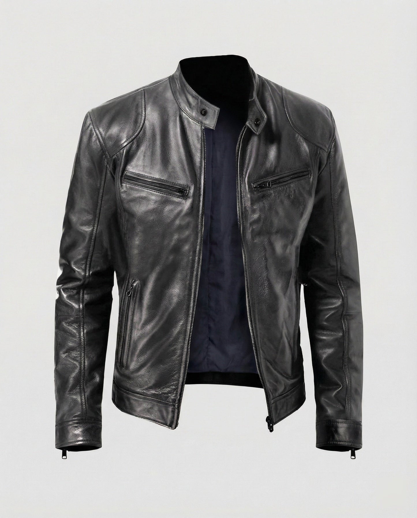 Herren Lederblouson Motorrad Ledermantel