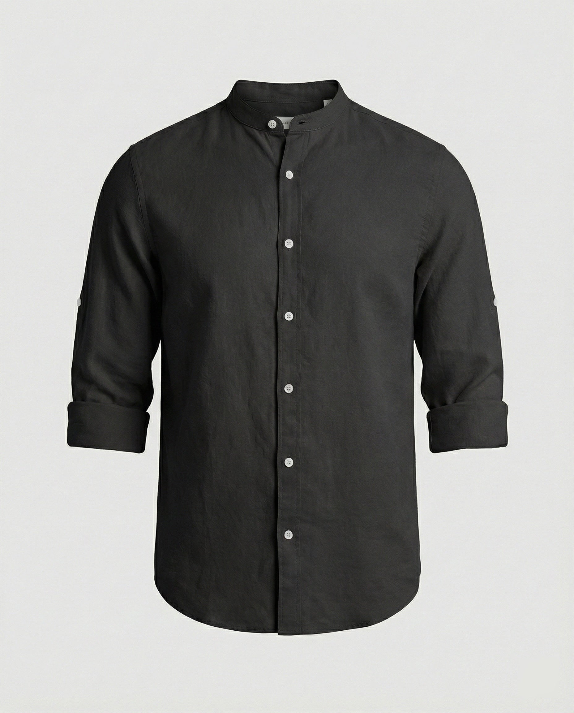 Herren Stehkragenhemd Regular Fit Weiß - Eveloria