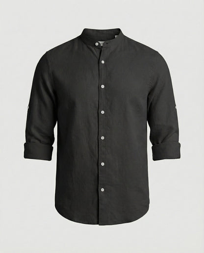 Herren Stehkragenhemd Regular Fit Weiß - Eveloria