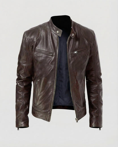 Herren Lederblouson Motorrad Ledermantel