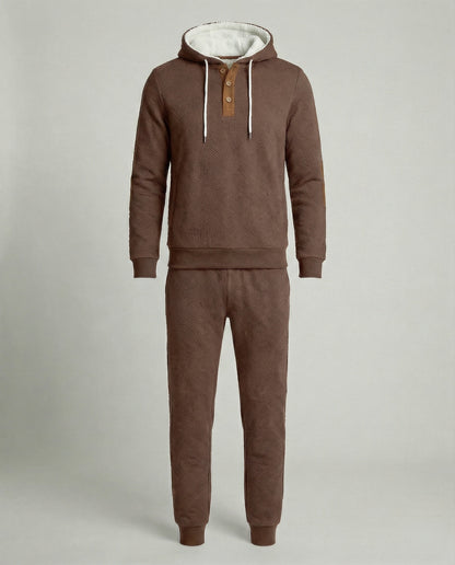 Herren Hoodie Jogginganzug Set Baumwolle Grau