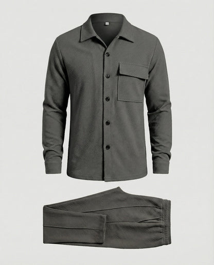 Herren Cardigan Strukturdesign Wollig Grau