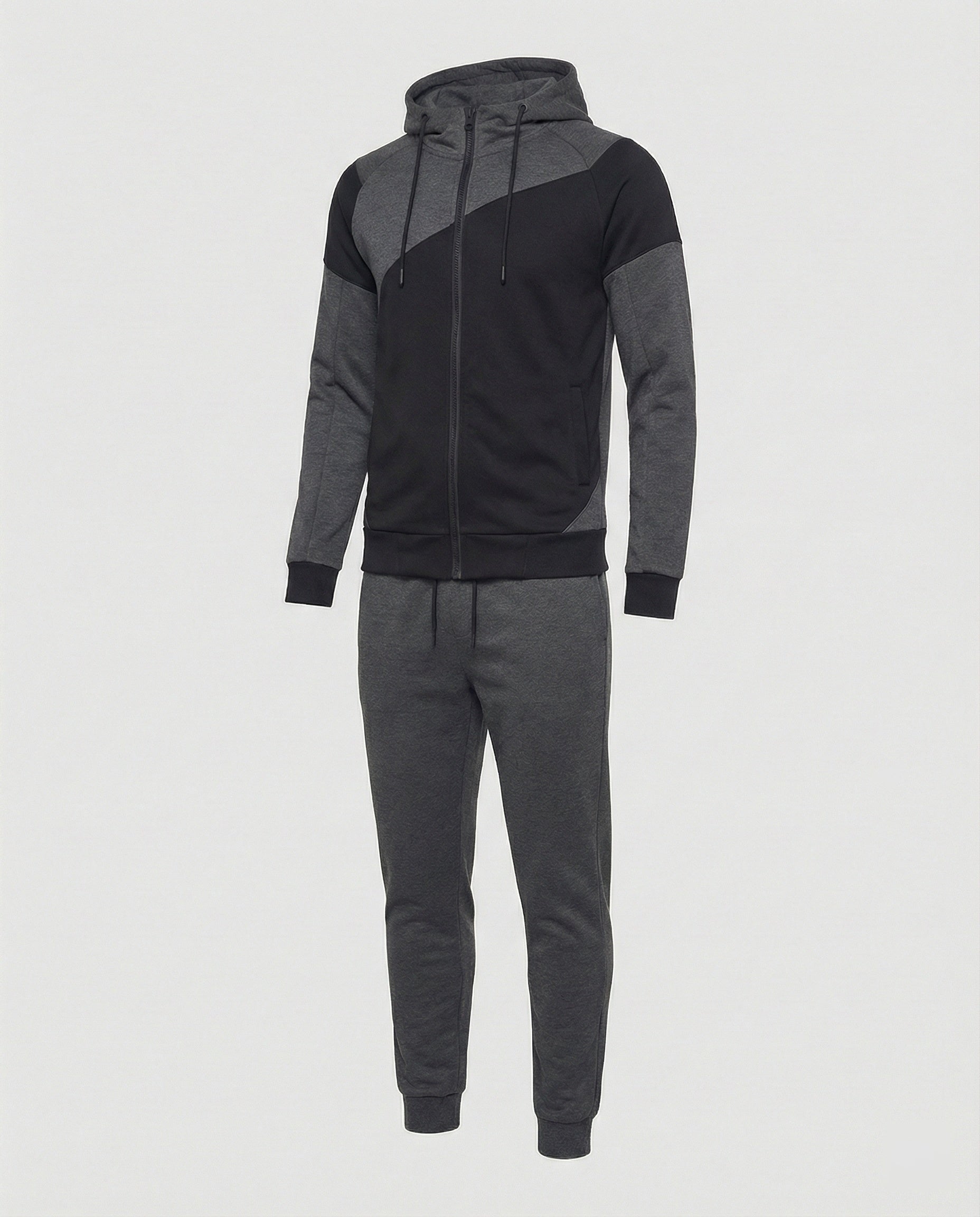 Herren Jogginganzug Slim Fit Kapuze Schwarz - Eveloria