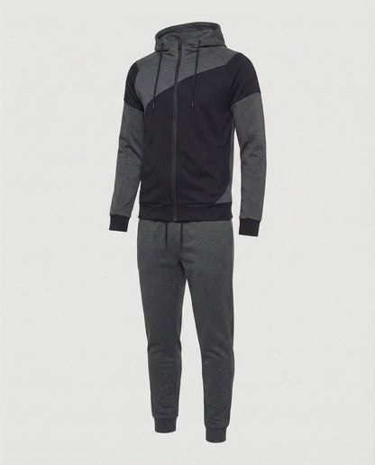 Herren Jogginganzug Slim Fit Kapuze Schwarz - Eveloria