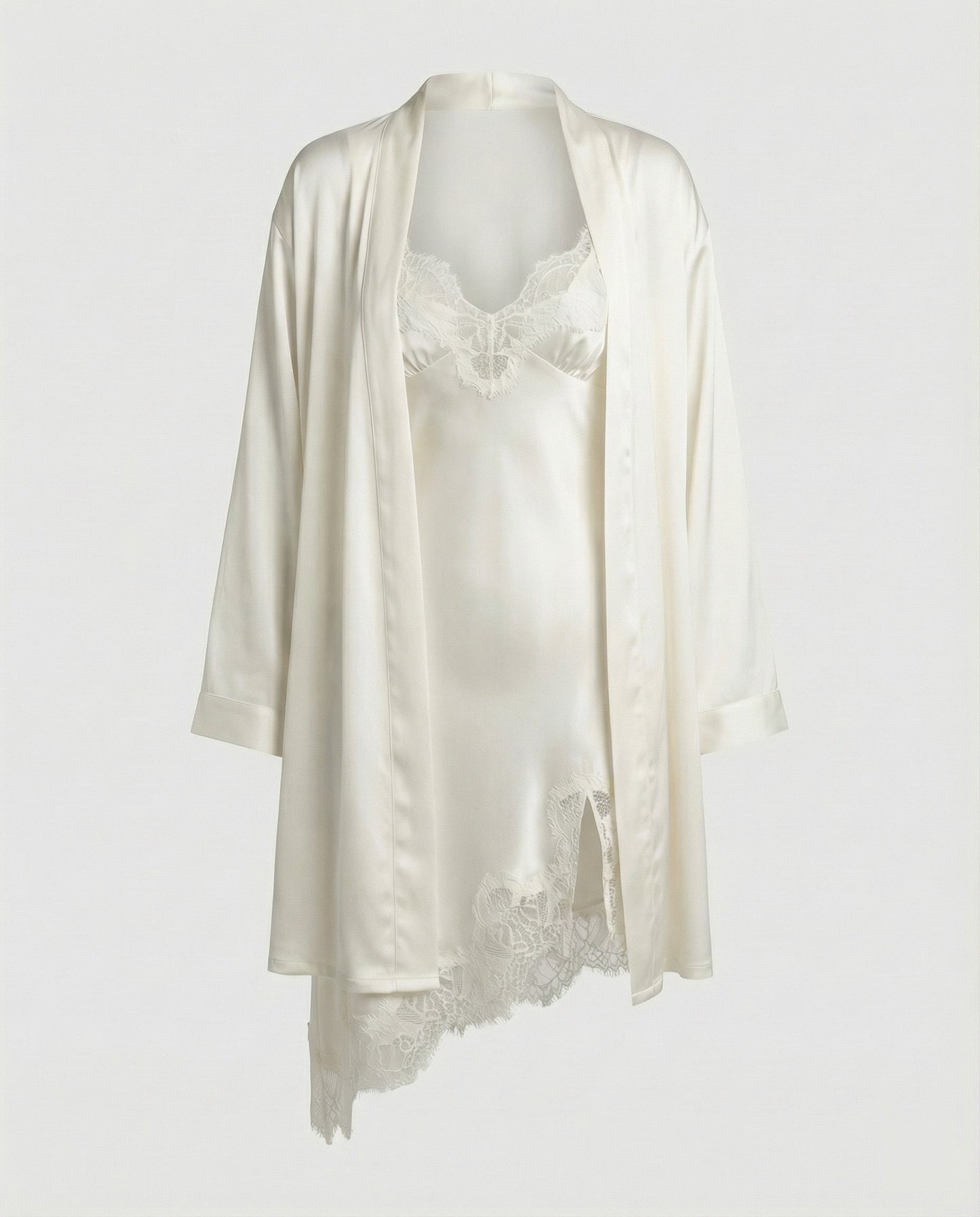Damen Satin Nachtwäsche Set Spitze