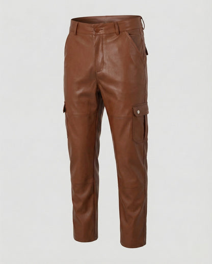 Herren Kunstleder Cargo-Hose