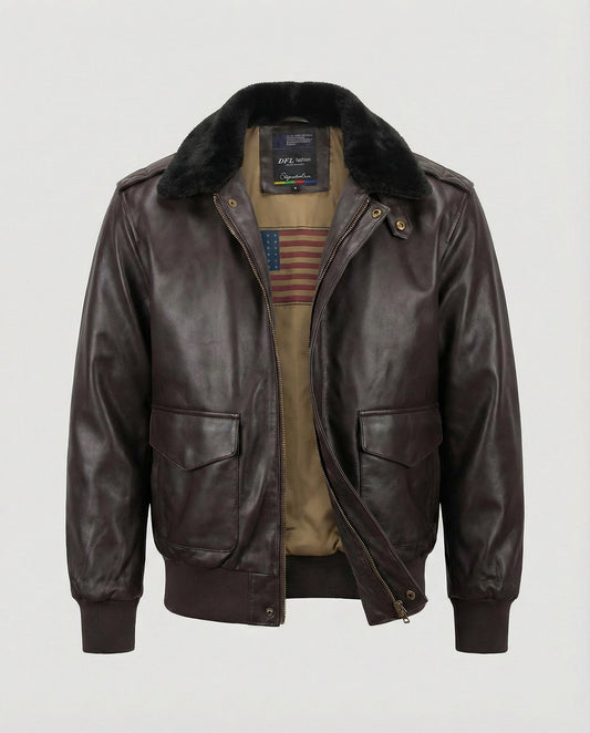 Herren Lederjacke Kunstpelz Futter Schwarz - Eveloria