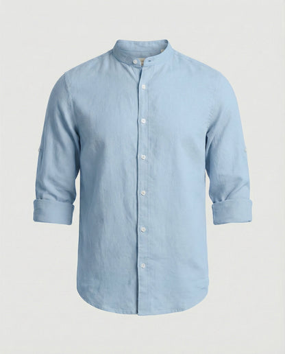Herren Stehkragenhemd Regular Fit Weiß