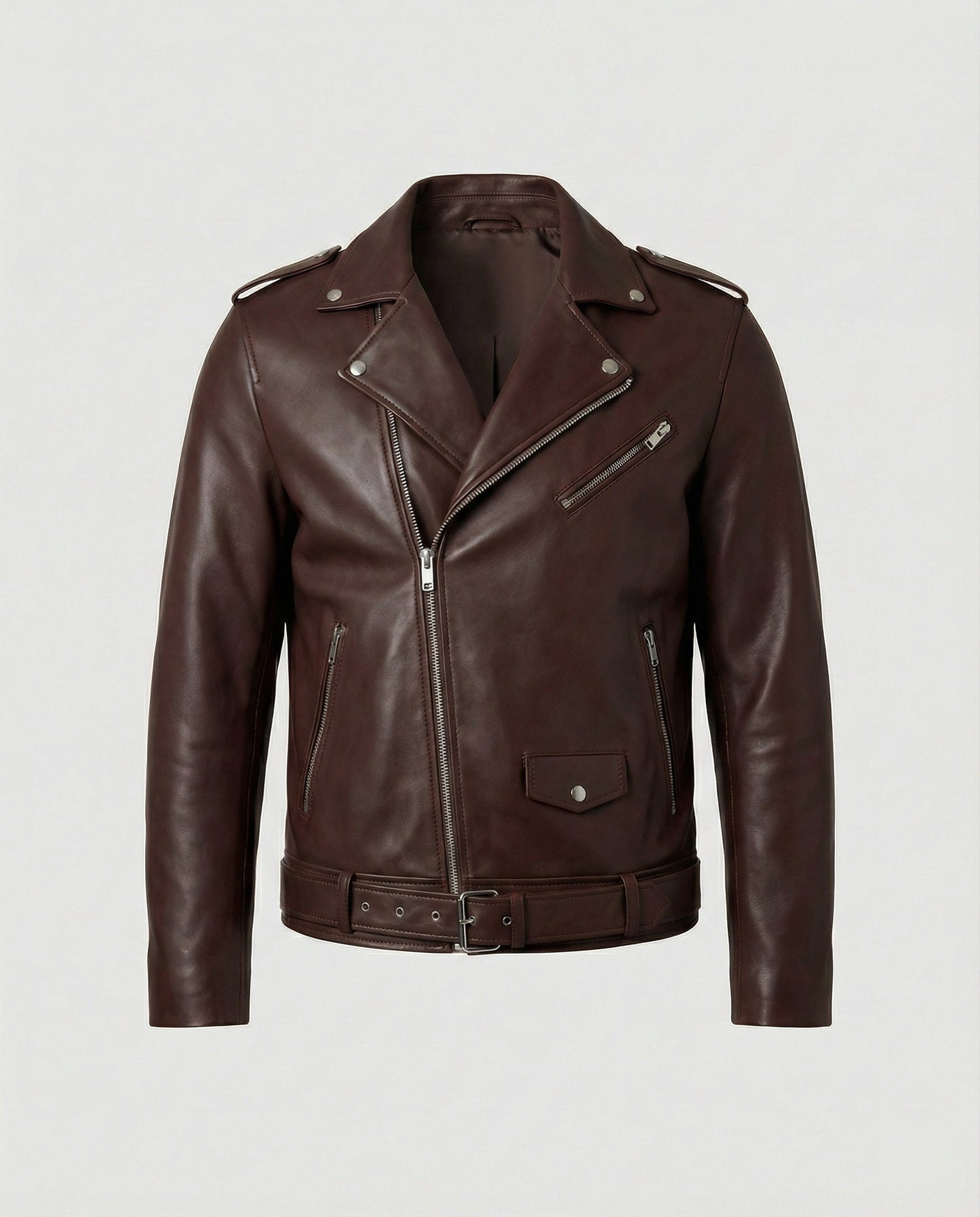 Herren Bikerjacke Kunstleder Tailliert