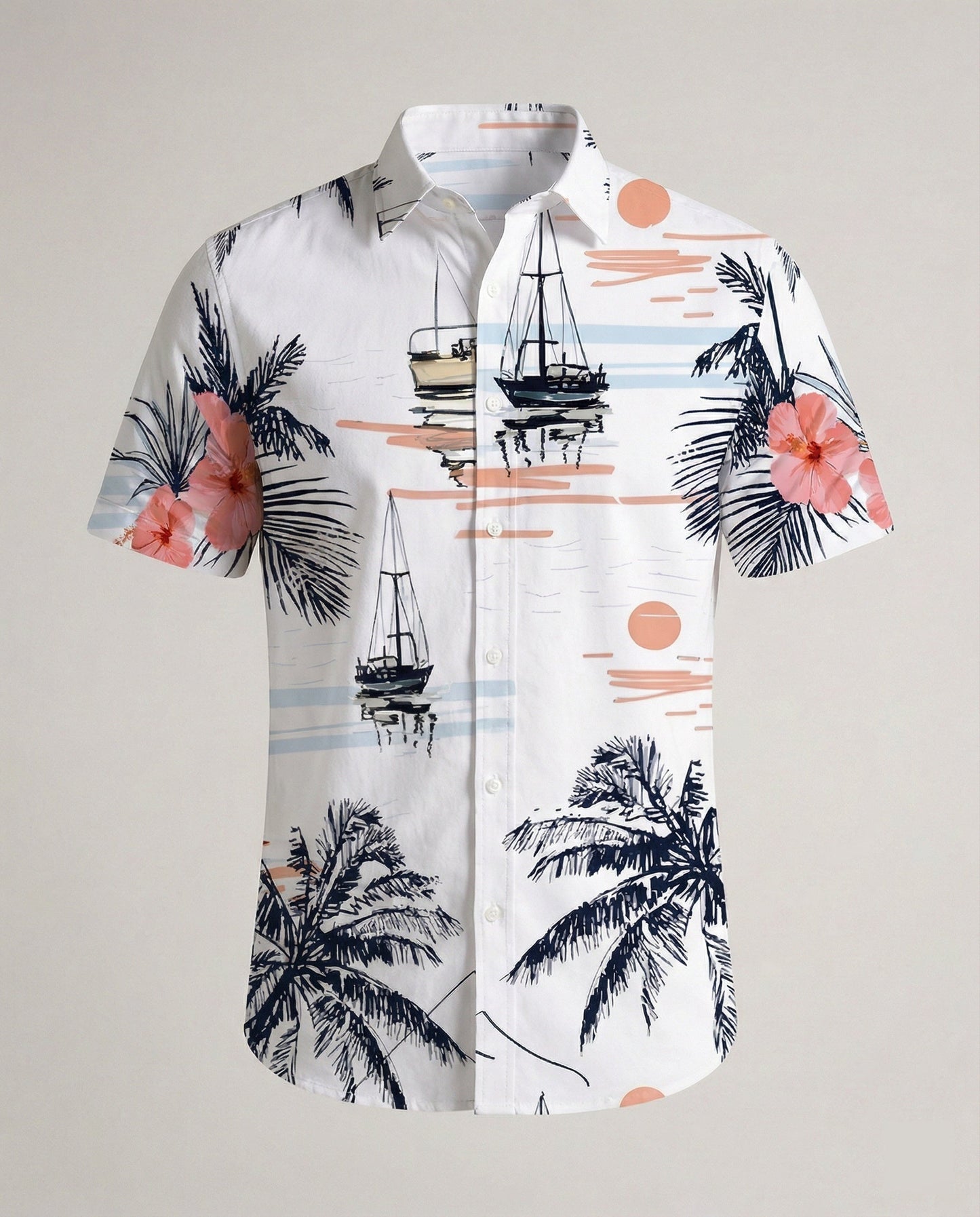Herren Kurzarmhemd Hawaii Viskose
