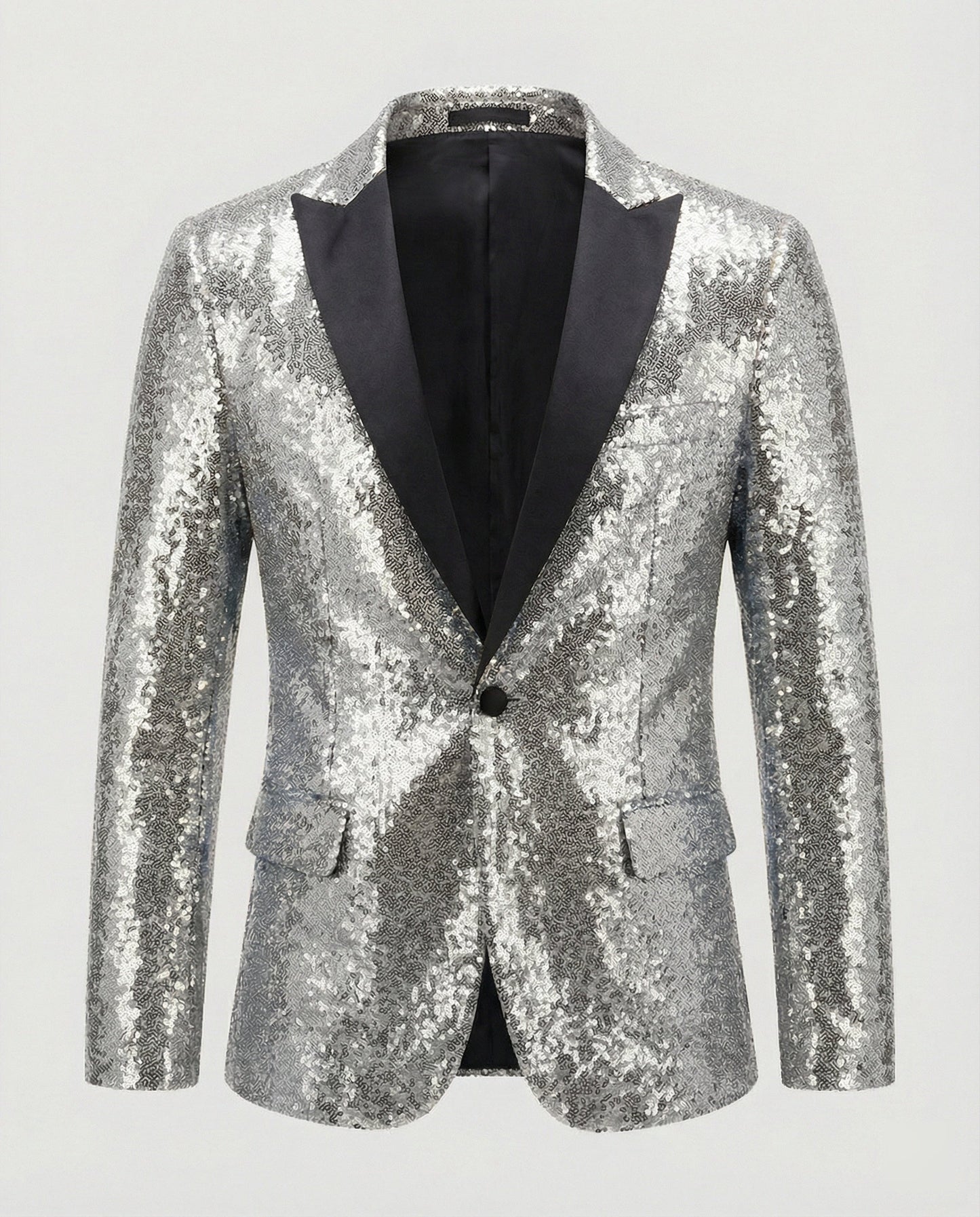 Eveloria Herren Blazer Pailletten Glänzend