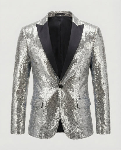 Herren Blazer Pailletten Glänzend