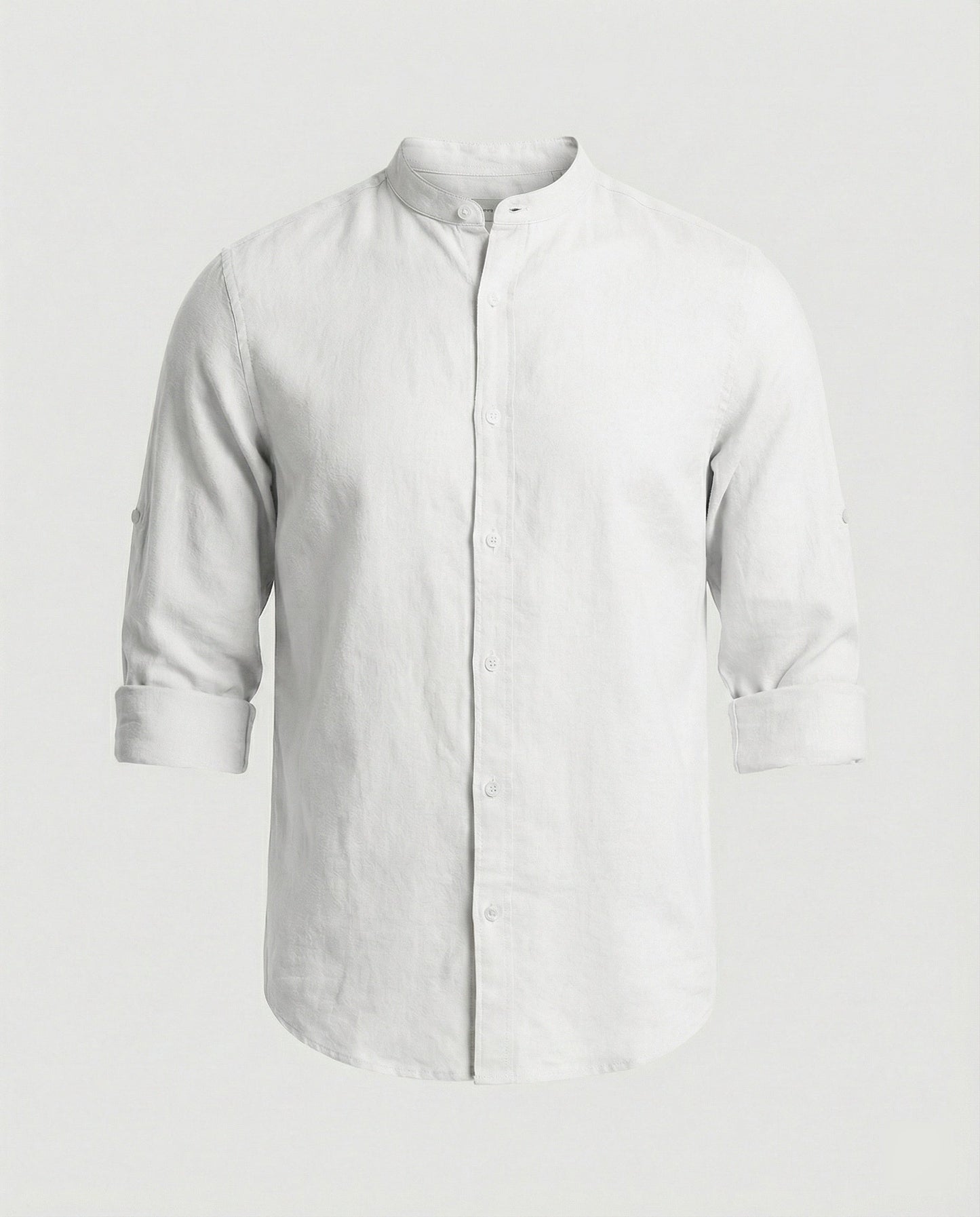 Herren Stehkragenhemd Regular Fit Weiß