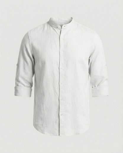 Herren Stehkragenhemd Regular Fit Weiß