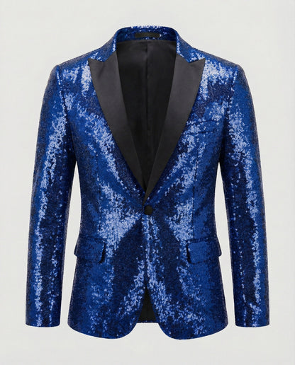Eveloria Herren Blazer Pailletten Glänzend