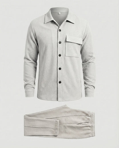 Herren Cardigan Strukturdesign Wollig Grau