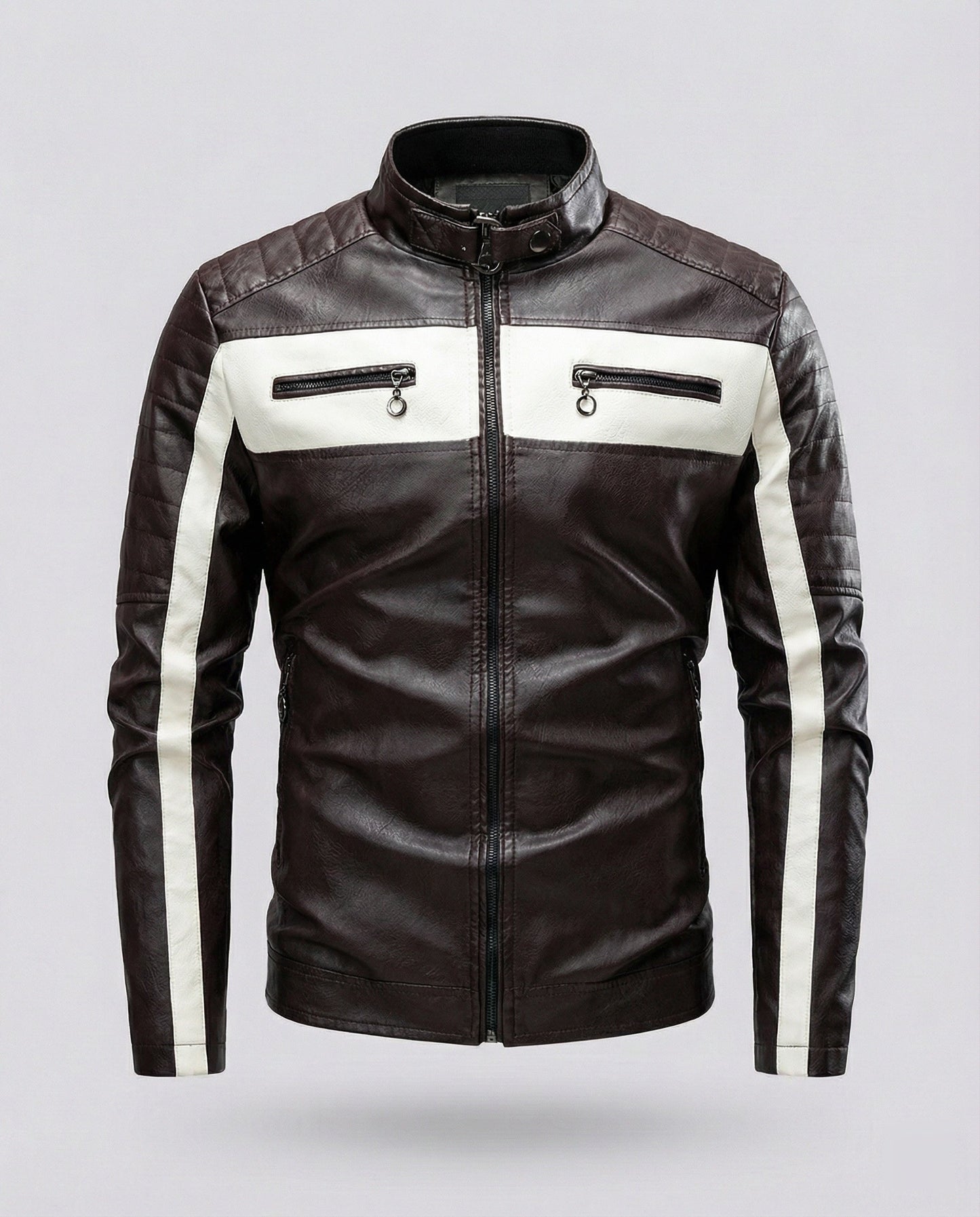 Herren Lederjacke Biker Stil Schwarz - Eveloria