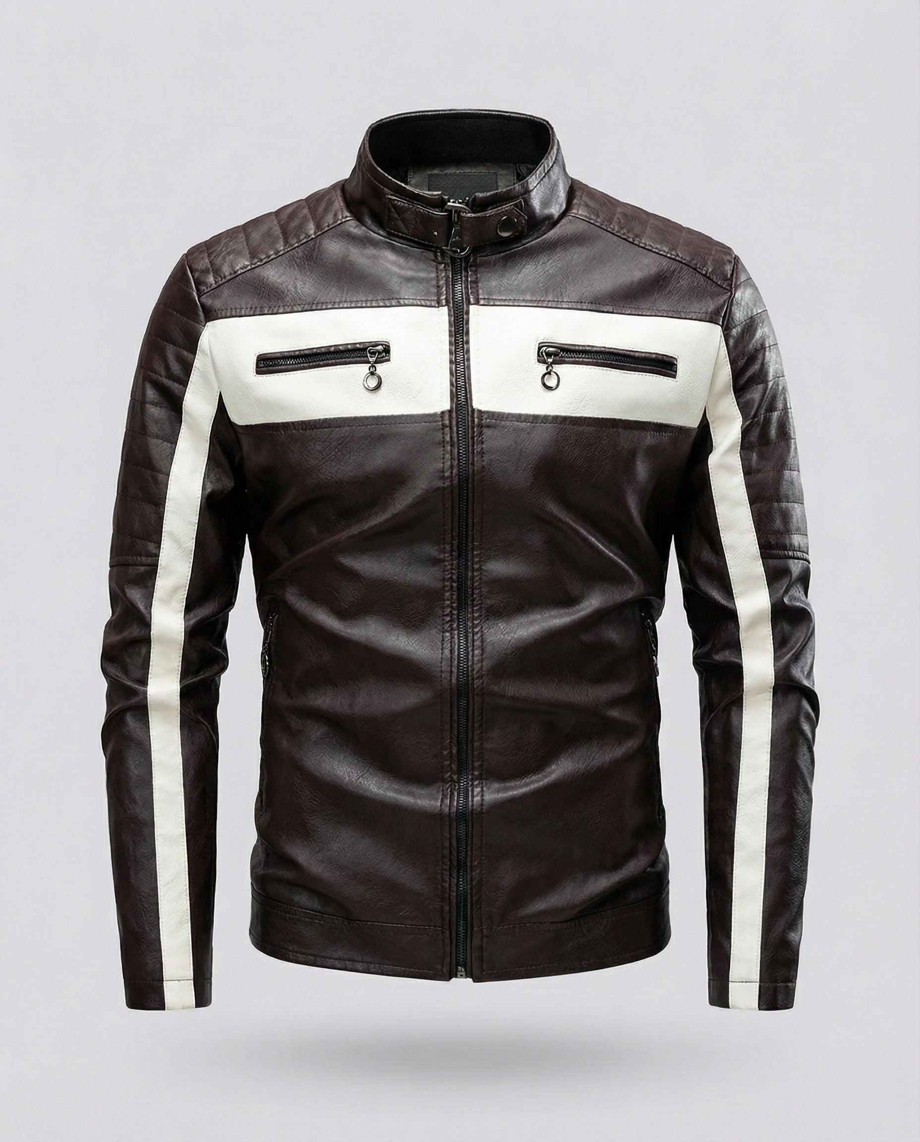 Herren Lederjacke Biker Stil Schwarz - Eveloria