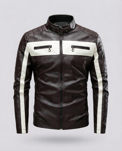Herren Lederjacke Biker Stil Schwarz - Eveloria