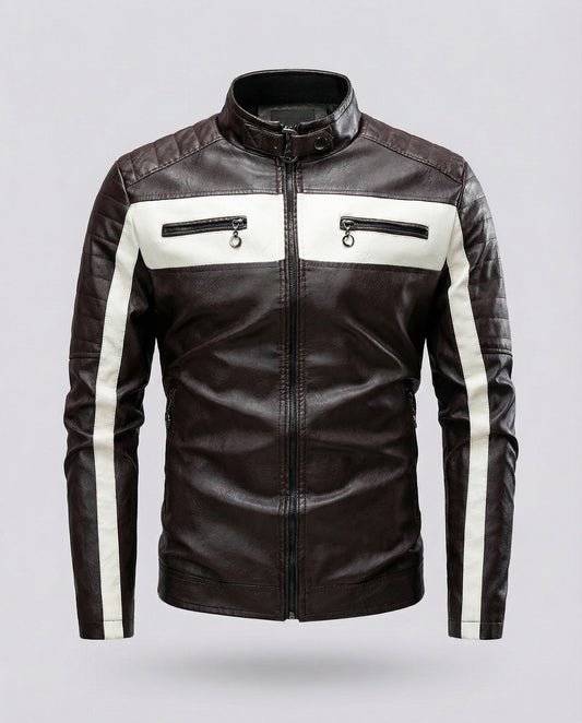 Herren Lederjacke Biker Stil Schwarz - Eveloria