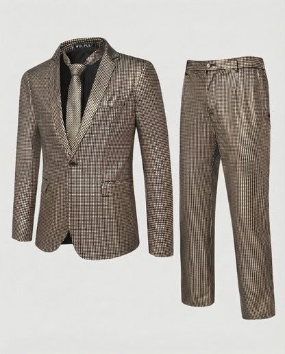Herren Abendanzug Slim Fit Glanzmuster