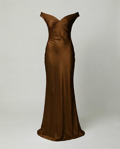 Damen Maxikleid Satin Elegant