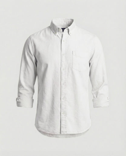 Herren Oxfordhemd Button Down Baumwolle Weiß