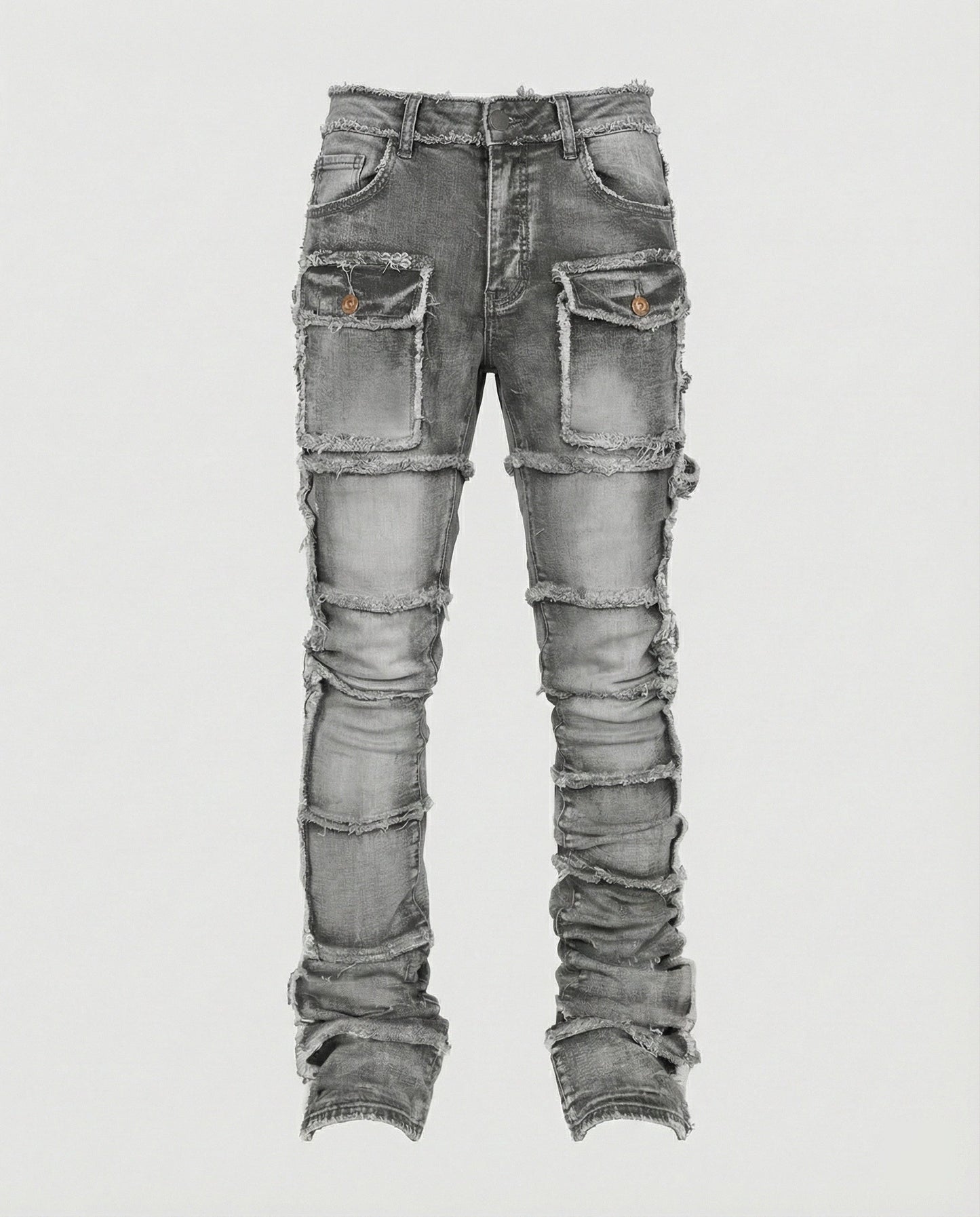 Herren Slim Fit Jeans Cargotaschen Darkblue
