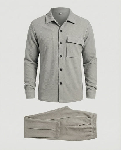 Herren Cardigan Strukturdesign Wollig Grau