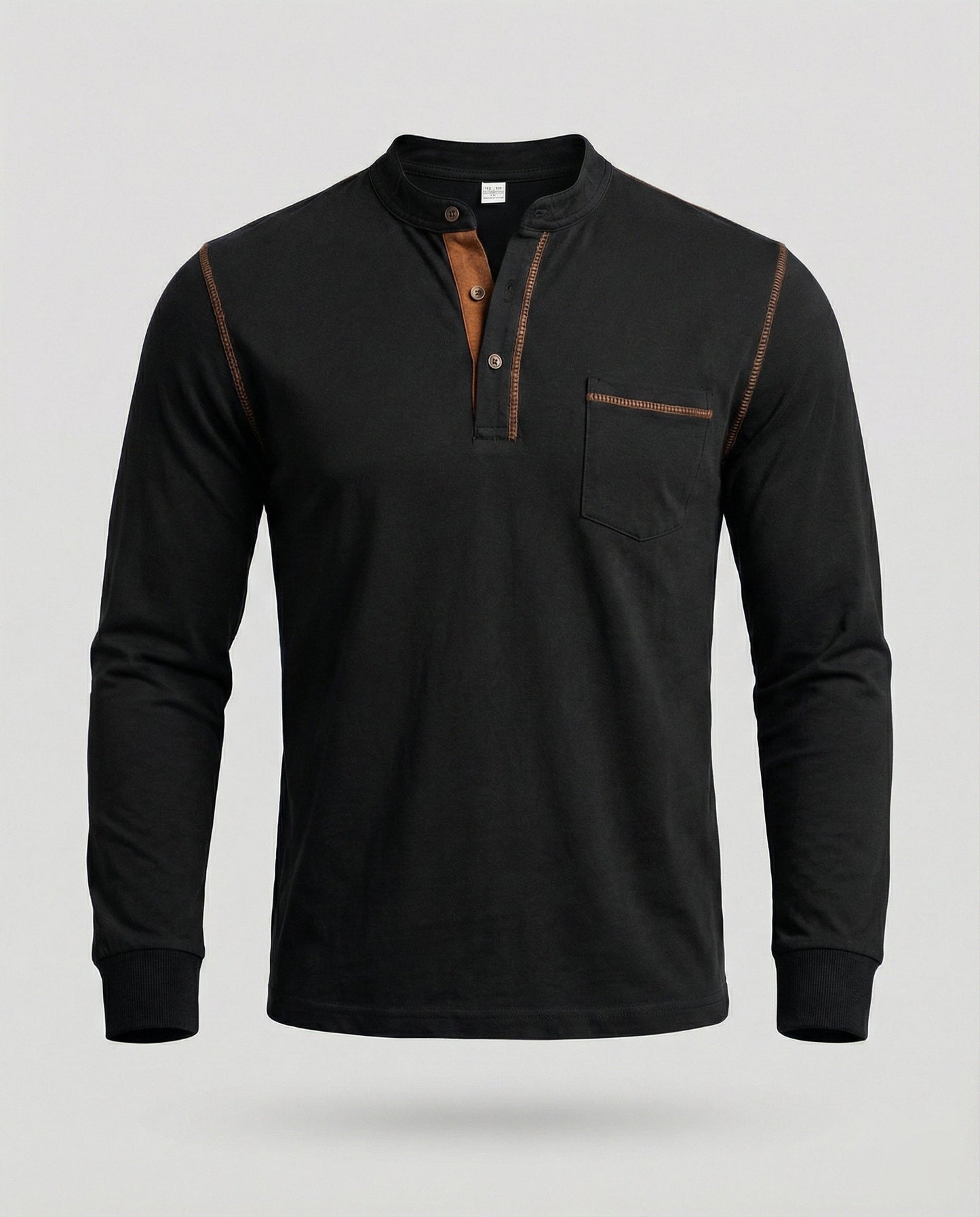 Herren Langarm Henley Hemd