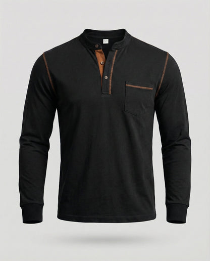 Herren Langarm Henley Hemd