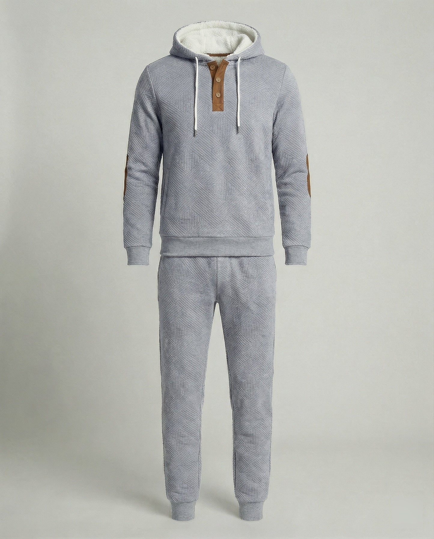 Herren Hoodie Jogginganzug Set Baumwolle Grau