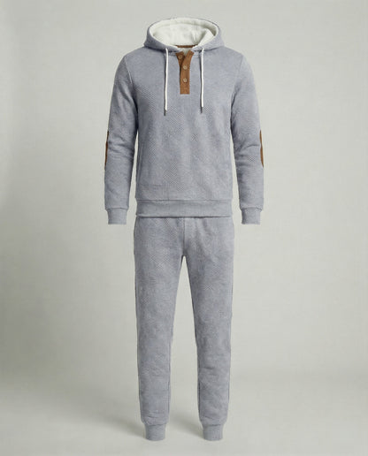 Herren Hoodie Jogginganzug Set Baumwolle Grau