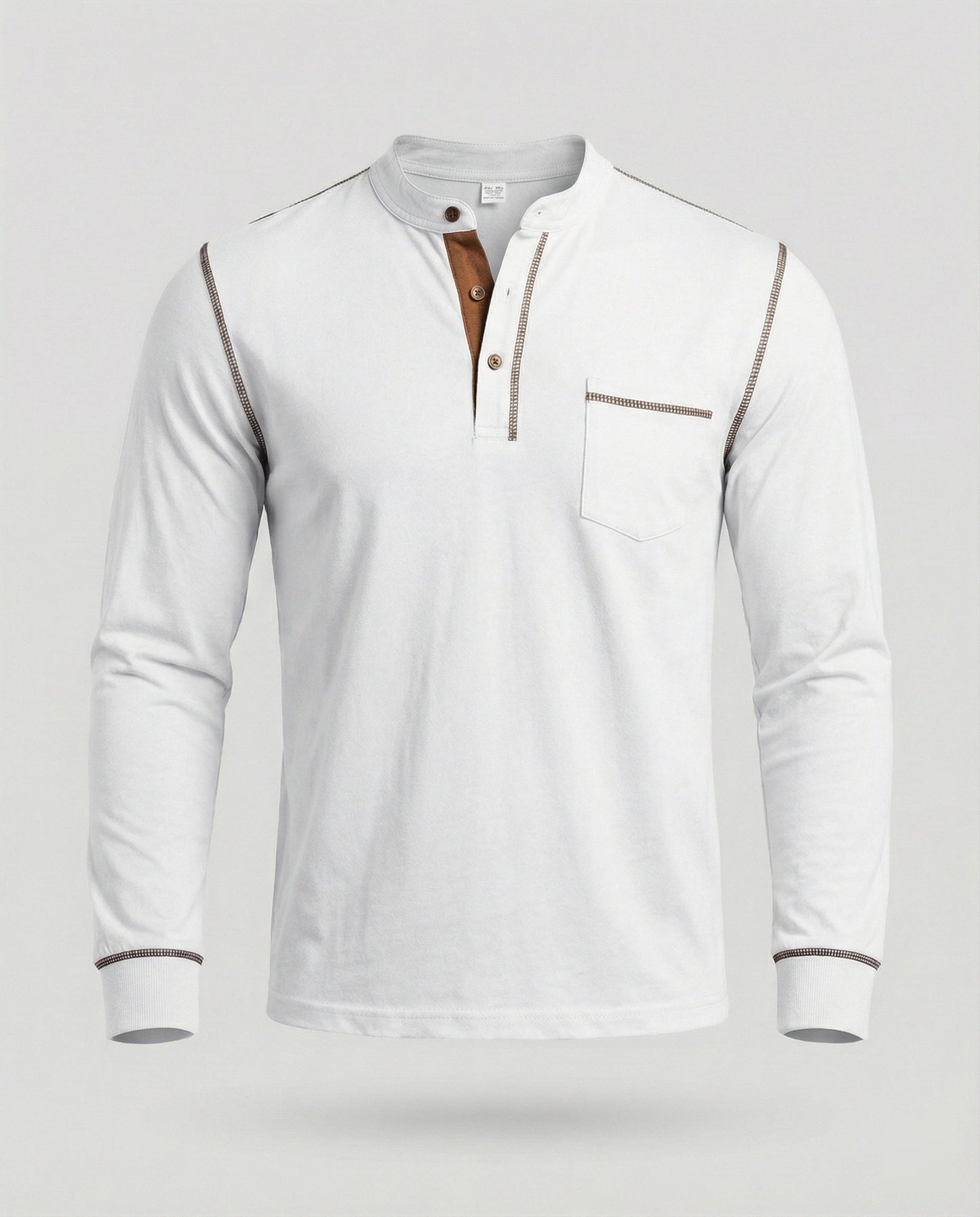 Herren Langarm Henley Hemd
