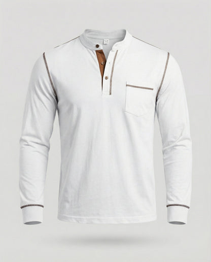 Herren Langarm Henley Hemd