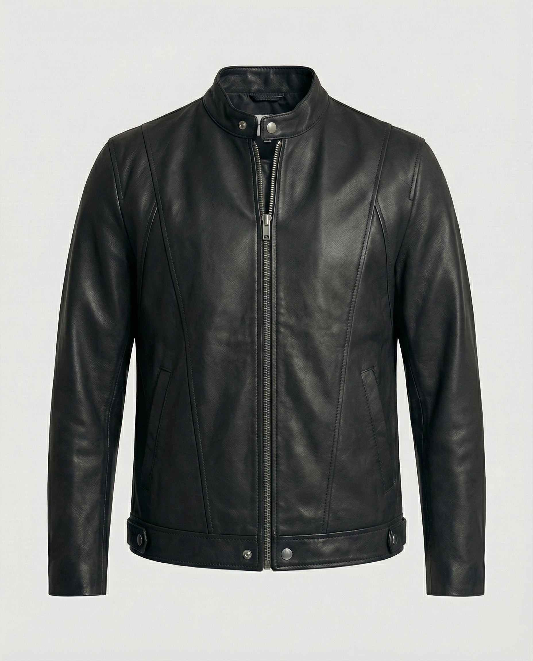 Herren Lederjacke Bomber Stehkragen - Eveloria