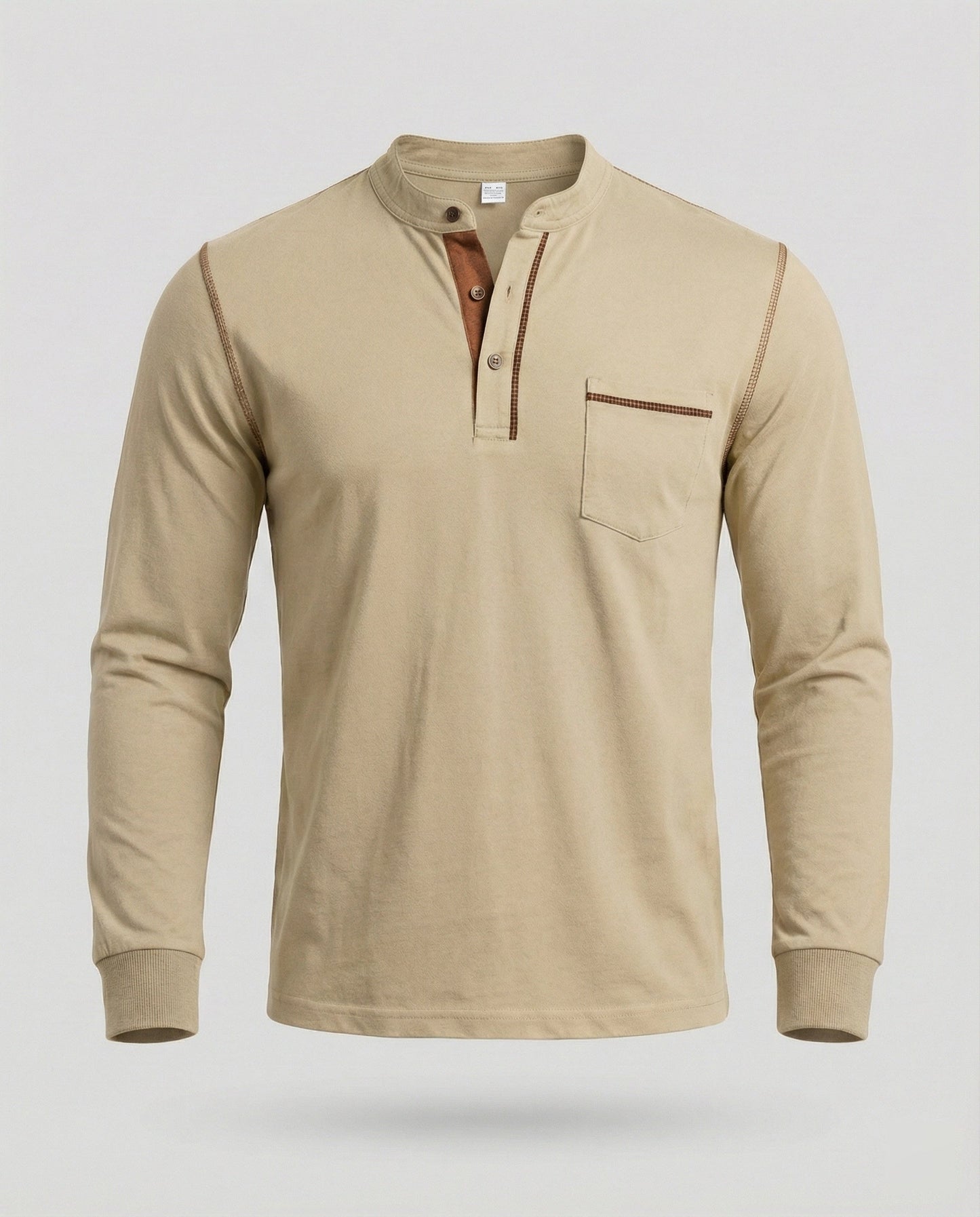 Herren Langarm Henley Hemd