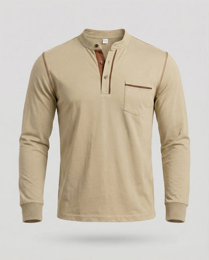 Herren Langarm Henley Hemd