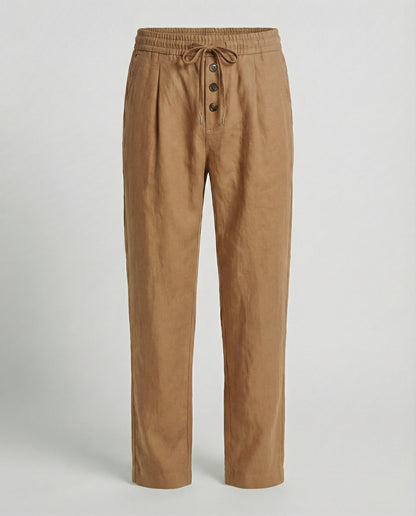 Herren Leinenhose Atmungsaktiv Leicht Beige
