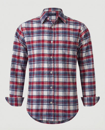 Herren Langarmhemd Flanell Kariert