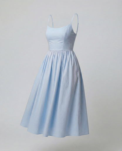 Eveloria Damenkleid Einfarbig U-Ausschnitt Strapsen