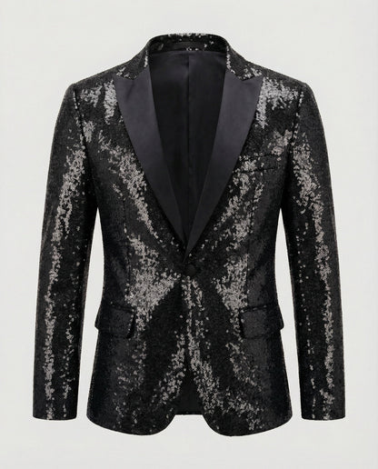 Herren Blazer Pailletten Glänzend