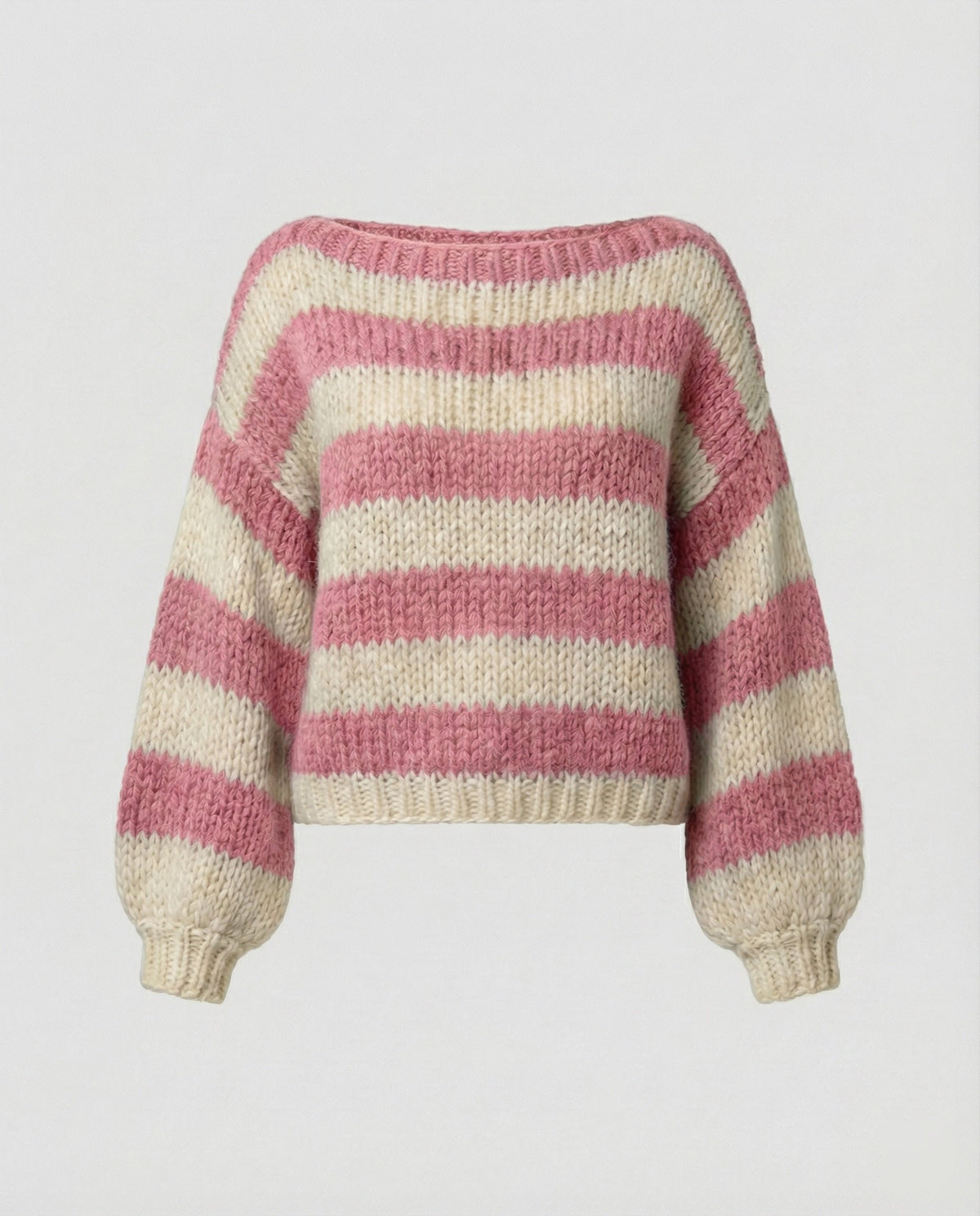 Damen Oversize Pullover Streifen Acryl Grau