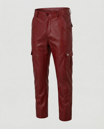 Herren Kunstleder Cargo-Hose