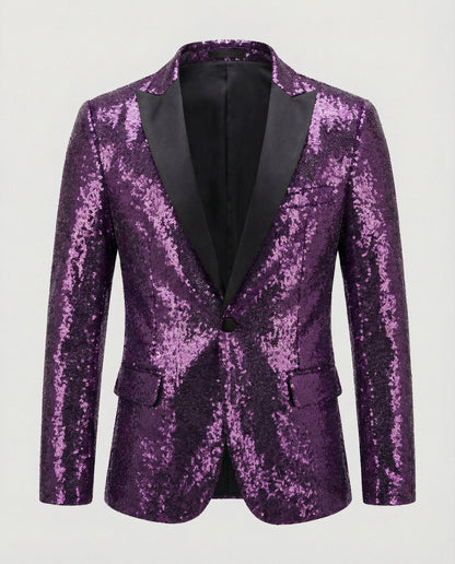 Eveloria Herren Blazer Pailletten Glänzend
