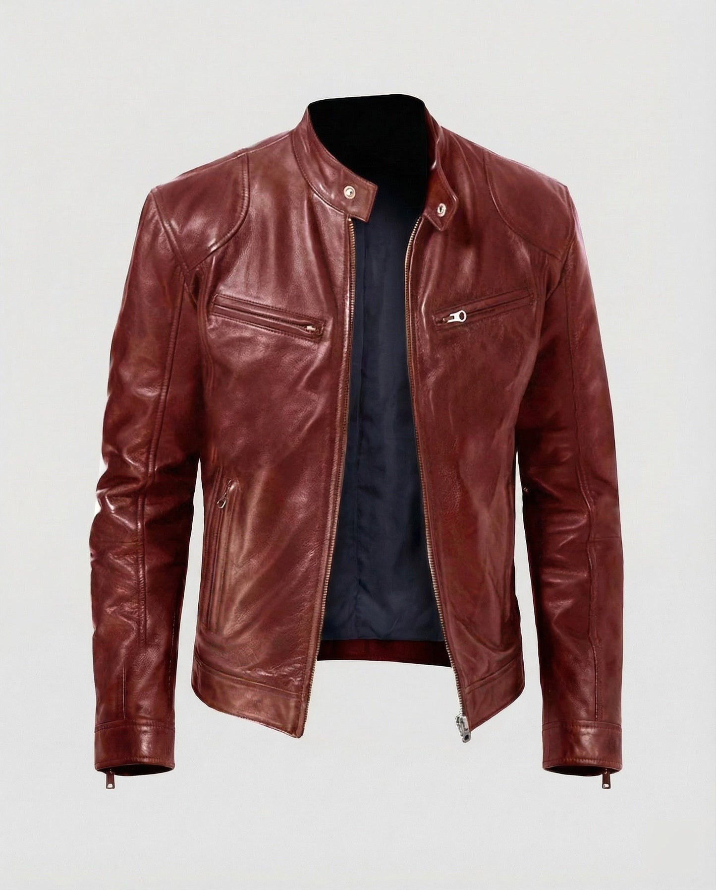 Herren Lederblouson Motorrad Ledermantel