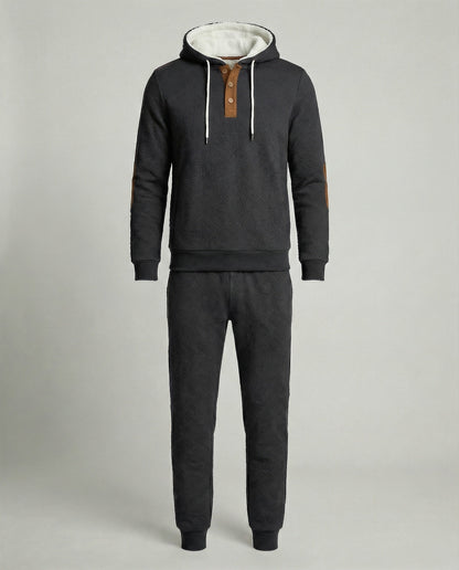 Herren Hoodie Jogginganzug Set Baumwolle Grau