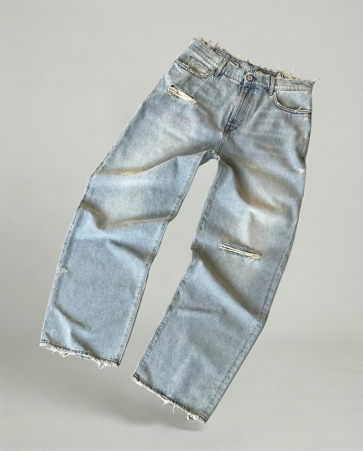Eveloria Damen Baggy Jeans Denim Weite Passform Lässig Blau