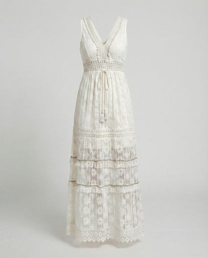 Eveloria Damen Boho Spitzenkleid Sommer